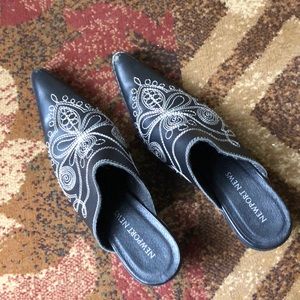 Embroidered Cowboy Boot Mule